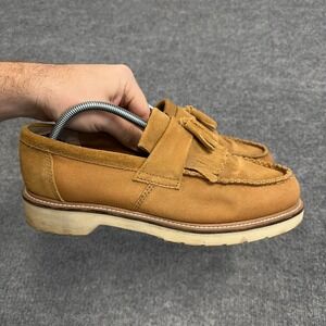 DR MARTENS Adrian Tassel Loafer Men 10 Brown Suede Leather Canvas Docs Chunky